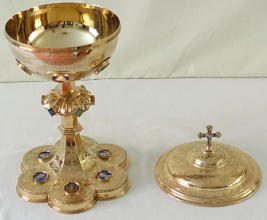 Ornate French antique solid silver gilt Gothic Chapel Set